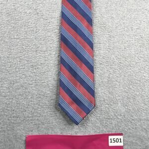 Faconnable Silk Tie Necktie Blue Pink Diagonal Striped